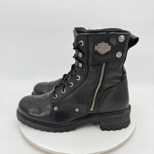 Harley Davidson Men Size 10 95302 Black Leather Side Zip Motorcycle Riding Boot
